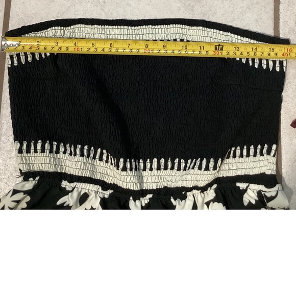 PrettyGarden Strapless Black‎ White Wide Leg Jumpsuit Women's Size L Boho Romper - Picture 7 of 8